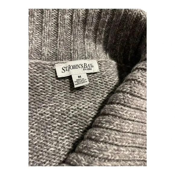 St John's Bay Women’s Medium Gray Shawl Collar Long Sleeve Button-up Cardigan Sw - Picture 3 of 3